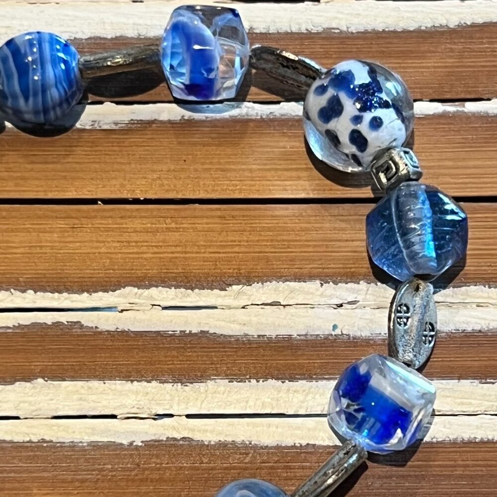 Royal Blue Glass and Silver Toggle Bracelet NWT Megan Joy Chapman